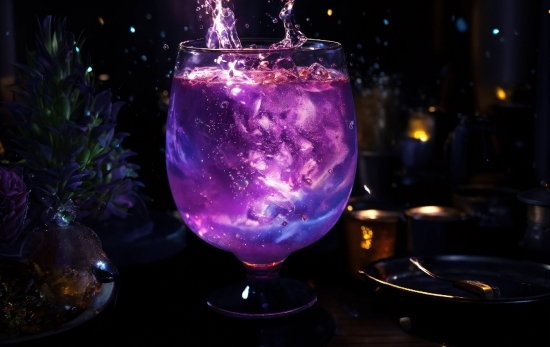 Tableware, Liquid, Drinkware, Stemware, Cocktail, Purple