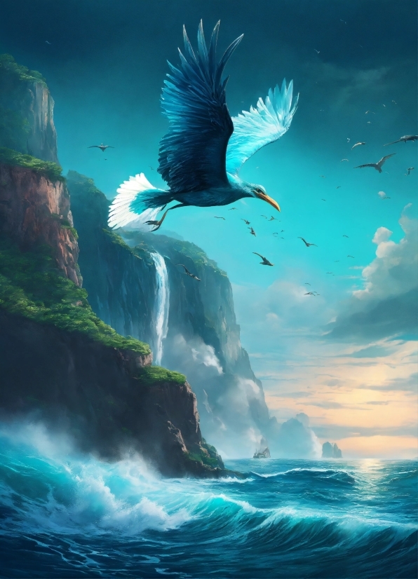 Water, Bird, Vertebrate, Blue, Azure, Sky
