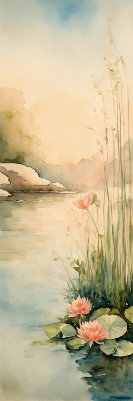 Water, Flower, Plant, Cloud, Paint, Sky