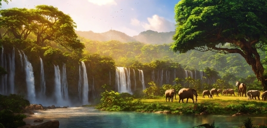 Water, Horse, Plant, Cloud, Ecoregion, Mountain