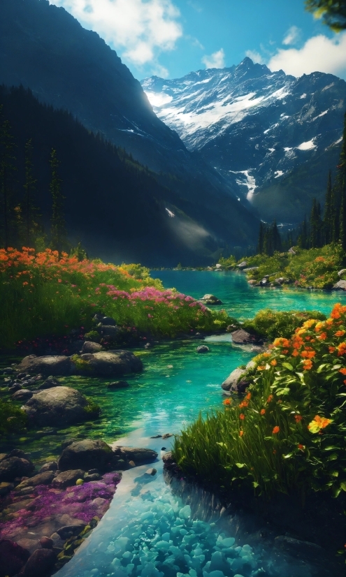 Water, Mountain, Sky, Plant, Cloud, Water Resources
