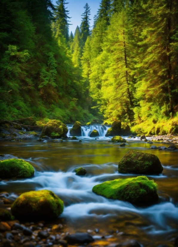 Water, Plant, Fluvial Landforms Of Streams, Natural Landscape, Branch, Larch