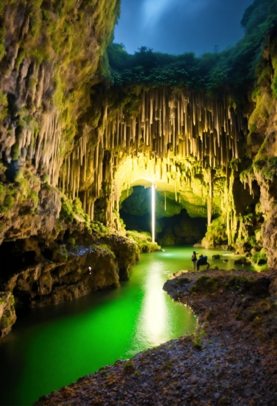 Water, Water Resources, Natural Landscape, Azure, Cave, Underground Lake