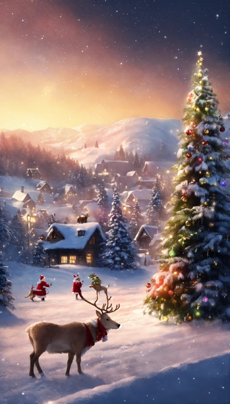 Adobe Illustrator 2023 Free Download, Christmas Tree, Snow, Sky, Photograph, Plant