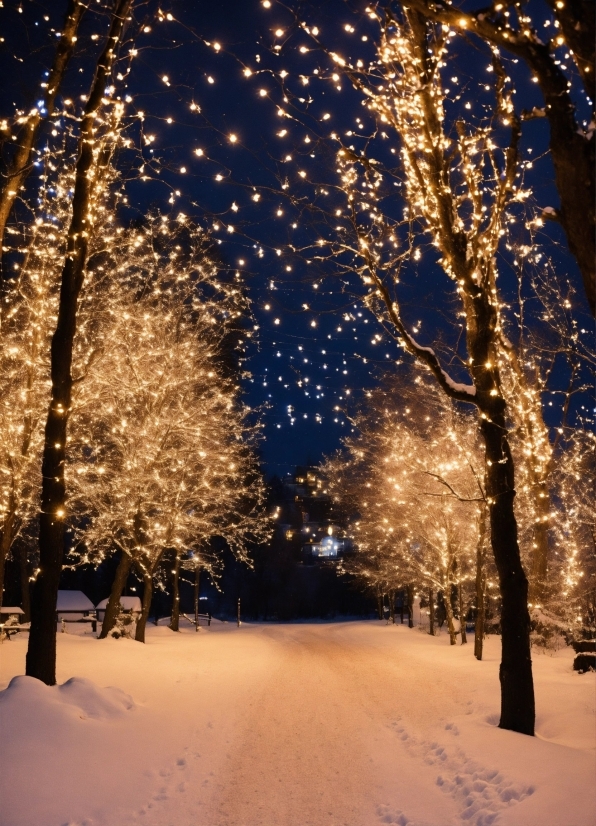Atmosphere, Snow, Light, Street Light, Nature, Branch
