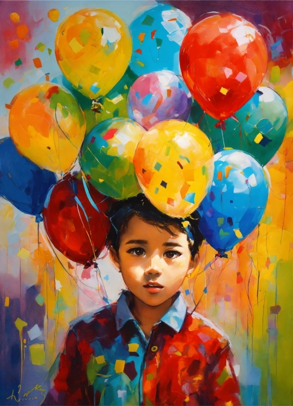 Balloon, Happy, People In Nature, Art, Paint, Fun
