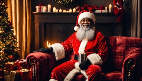 Beard, Santa Claus, Facial Hair, Lap, Christmas Decoration, Chair