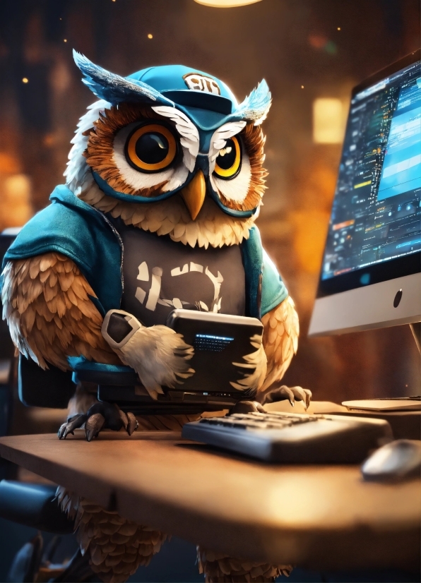 Bird, Computer, Personal Computer, Owl, Art, Computer Keyboard