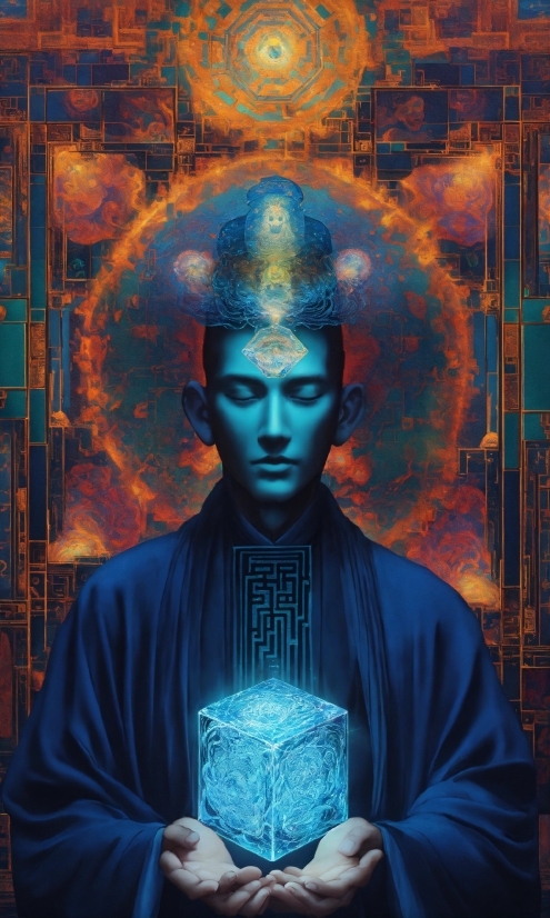 Blue, Temple, Sleeve, Art, Electric Blue, Painting