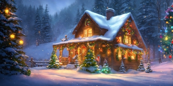 Building, Snow, Plant, Window, Property, Light