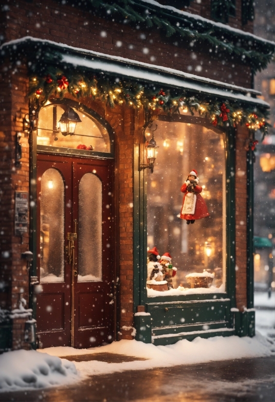 Building, Snow, Window, Christmas Decoration, Ornament, Tree