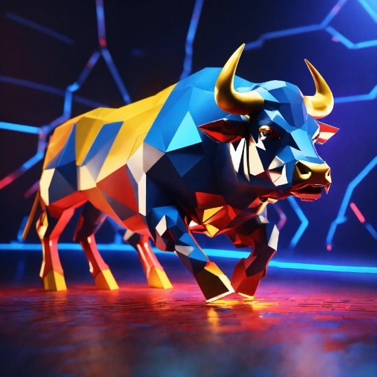 Bull, Performing Arts, Entertainment, Art, Horn, Electric Blue