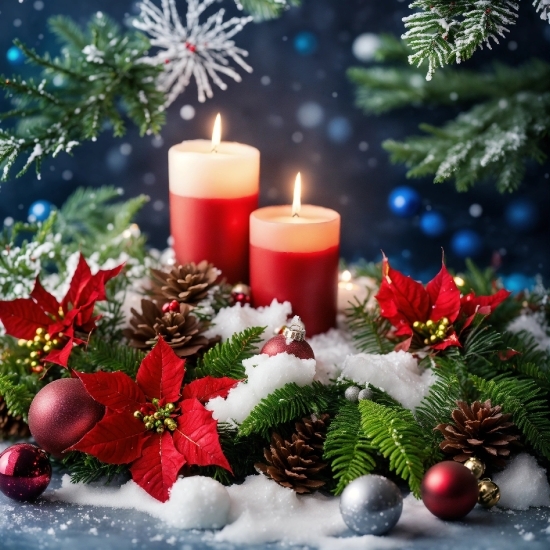 Candle, Christmas Ornament, Light, Decoration, Lighting, Plant
