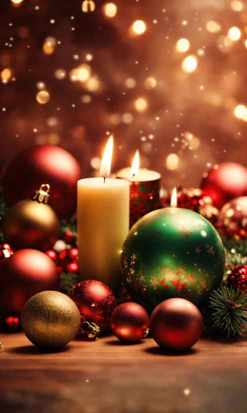 Candle, Christmas Ornament, Plant, Light, Wax, Lighting