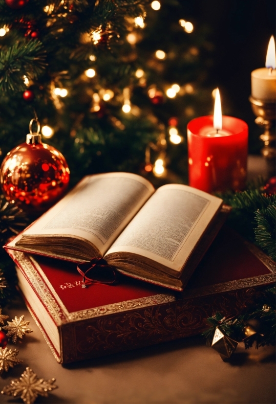Candle, Christmas Tree, Light, Book, Christmas Ornament, Publication