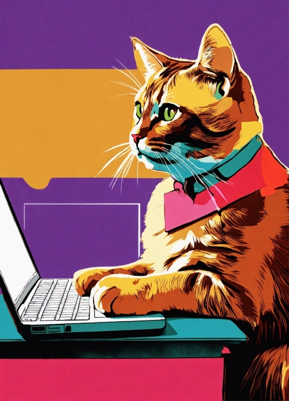 Cat, Computer, Laptop, Cartoon, Personal Computer, Felidae