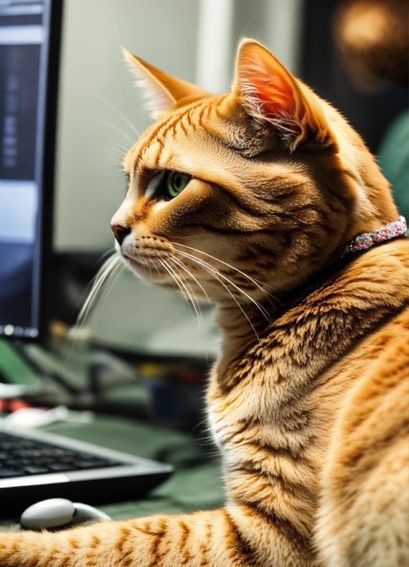 Cat, Felidae, Carnivore, Computer, Personal Computer, Computer Keyboard