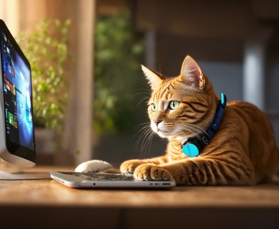 Cat, Window, Personal Computer, Felidae, Computer Keyboard, Output Device