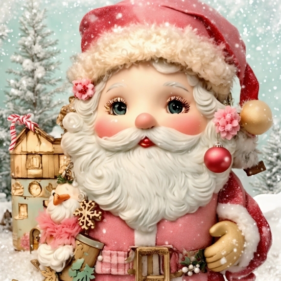 Christmas Ornament, Beard, Christmas Decoration, Ornament, Santa Claus, Holiday Ornament