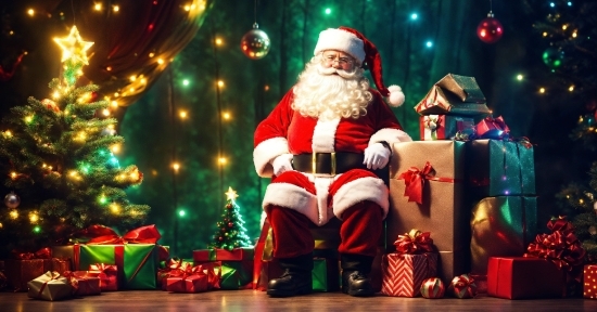 Christmas Ornament, Christmas Tree, Green, Light, Christmas Decoration, Santa Claus