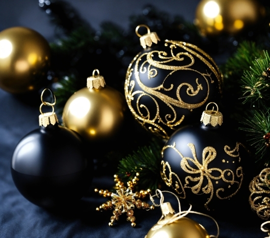 Christmas Ornament, Christmas Tree, Light, Holiday Ornament, Gold, Lighting