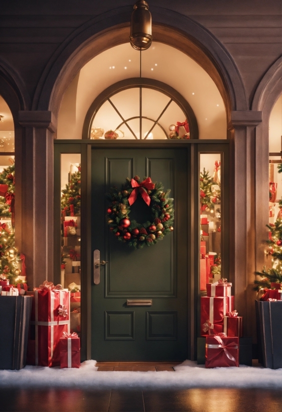 Christmas Ornament, Door, Interior Design, Decoration, Ornament, Christmas Decoration