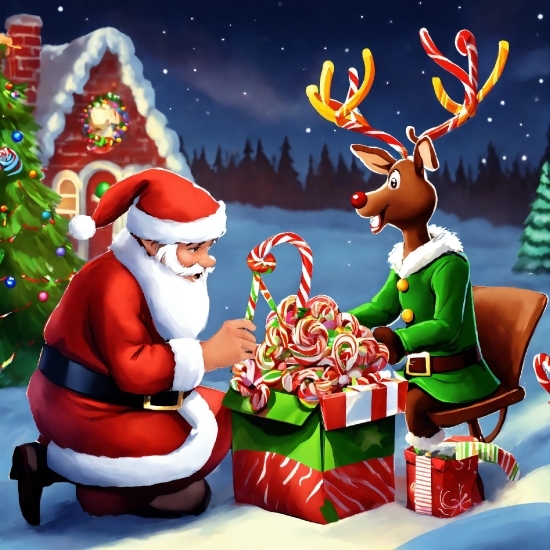 Christmas Ornament, Green, Cartoon, Greeting, Holiday Ornament, Santa Claus
