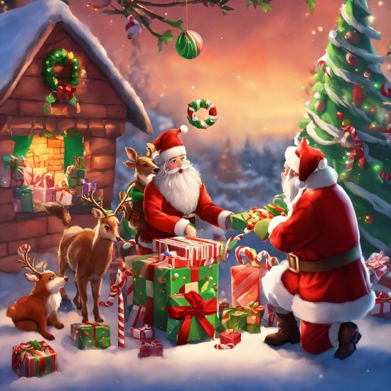 Christmas Ornament, Green, Christmas Tree, Mammal, Santa Claus, Biome