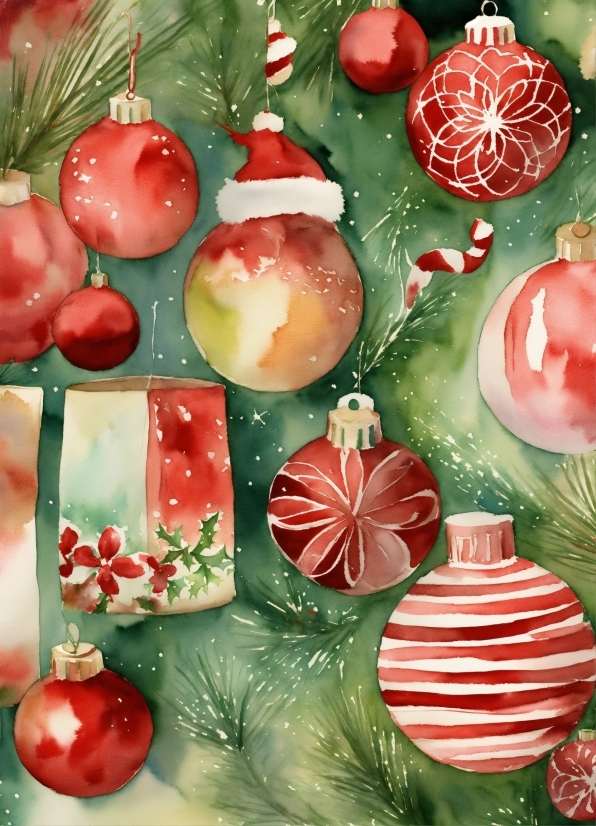 Christmas Ornament, Green, Holiday Ornament, Lighting, Christmas Decoration, Red