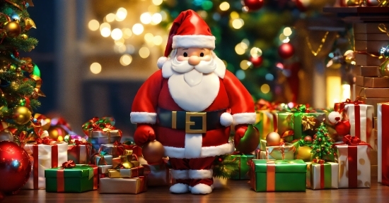 Christmas Ornament, Light, Green, Toy, Santa Claus, Ornament
