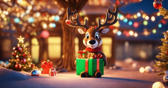 Christmas Ornament, Light, Lighting, Toy, Fawn, Deer