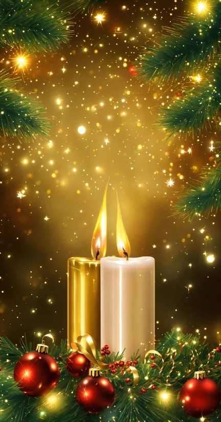 Christmas Ornament, Light, Nature, Candle, Gold, Lighting