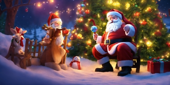 Christmas Ornament, Light, Toy, Santa Claus, Snow, Ornament
