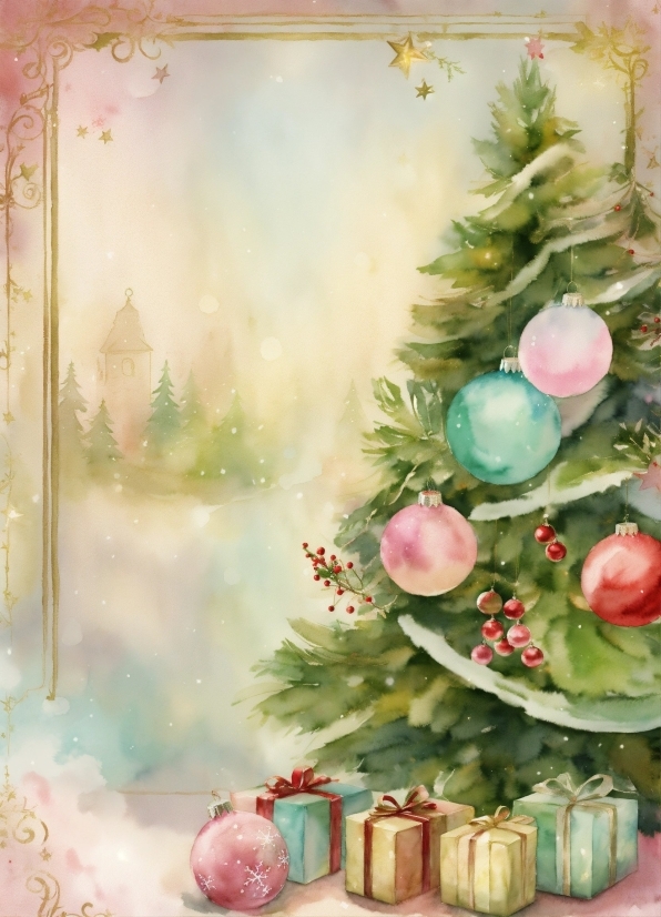 Christmas Ornament, Plant, Branch, Christmas Tree, Paint, Art