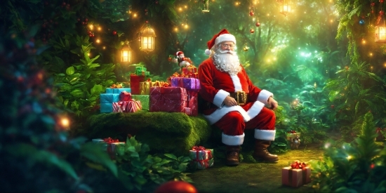 Christmas Ornament, Plant, Santa Claus, Grass, Christmas Tree, Toy
