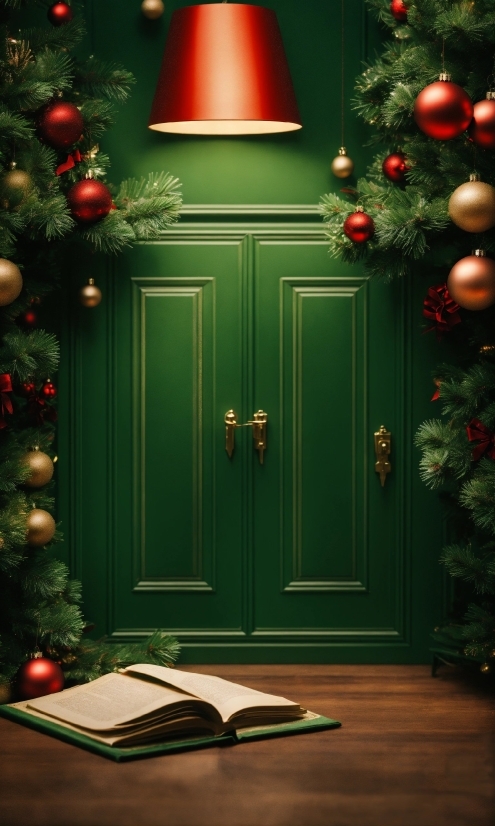 Christmas Ornament, Property, Photograph, Green, Door, Light