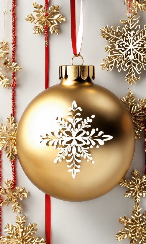 Christmas Ornament, White, Gold, Light, Amber, Lighting