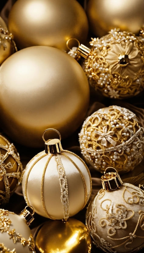 Christmas Ornament, White, Gold, Light, Holiday Ornament, Ornament