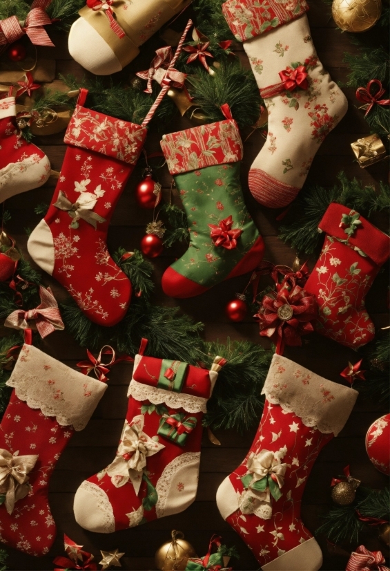 Christmas Ornament, White, Holiday Ornament, Christmas Stocking, Christmas Decoration, Red