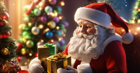 Christmas Tree, Beard, Christmas Decoration, Santa Claus, Facial Hair, Christmas Ornament