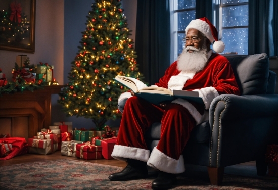 Christmas Tree, Beard, Lighting, Lap, Christmas, Christmas Decoration