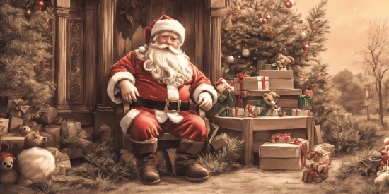 Christmas Tree, Beard, Window, Christmas Decoration, Lap, Christmas