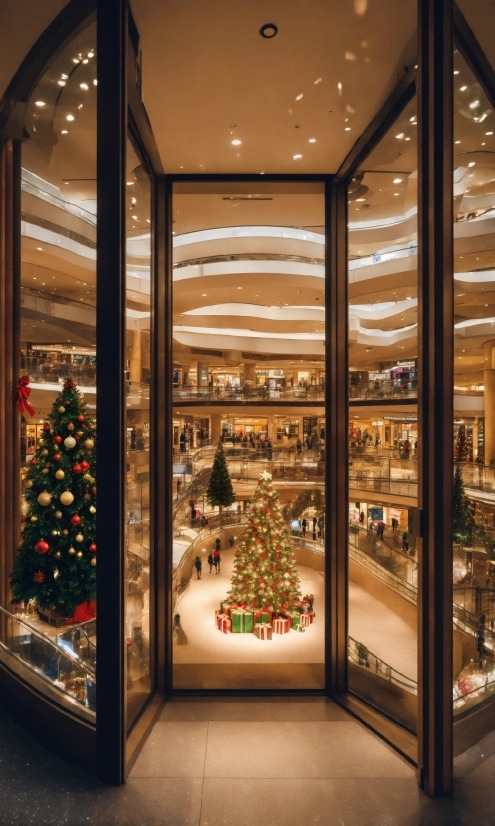 Christmas Tree, Building, Christmas Ornament, Shelf, Interior Design, Retail