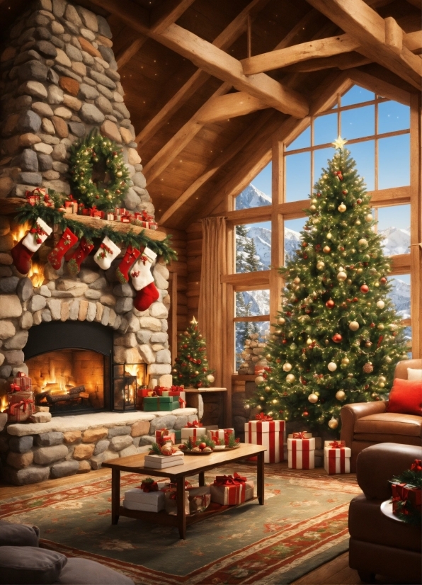 Christmas Tree, Building, Light, Christmas Ornament, Plant, Window