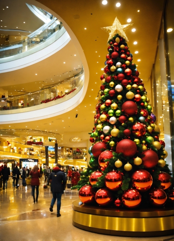 Christmas Tree, Building, Photograph, Light, Christmas Ornament, Lighting