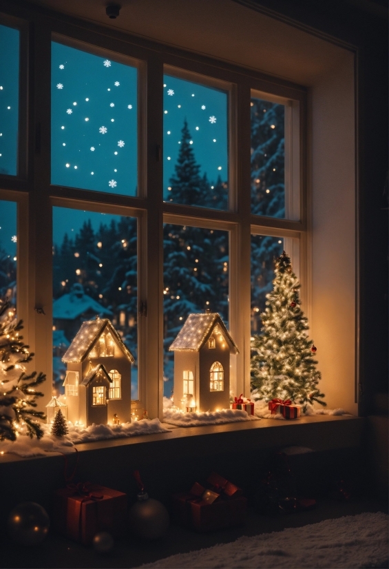 Christmas Tree, Building, Property, Window, Plant, Christmas Ornament