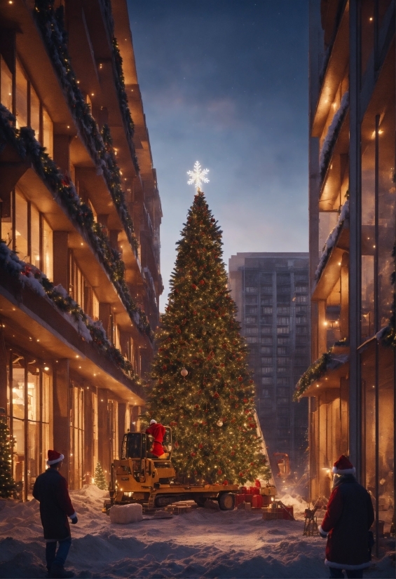 Christmas Tree, Building, Sky, Photograph, World, Cloud