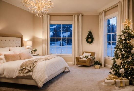Christmas Tree, Building, Window, Decoration, Wood, Textile