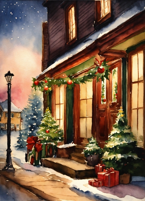 Christmas Tree, Building, Window, Plant, Christmas Ornament, Branch