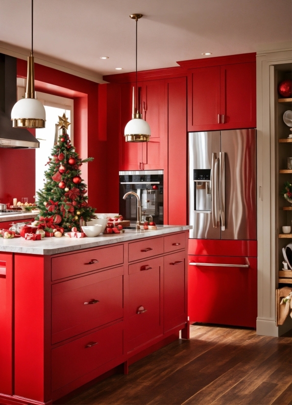 Christmas Tree, Cabinetry, Property, Drawer, Wood, Lighting